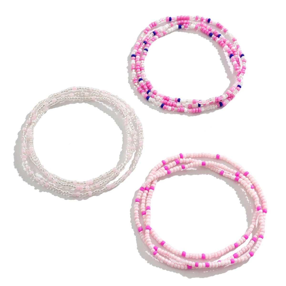 Sexy Pink & White Waist Bracelet Beads Sets
