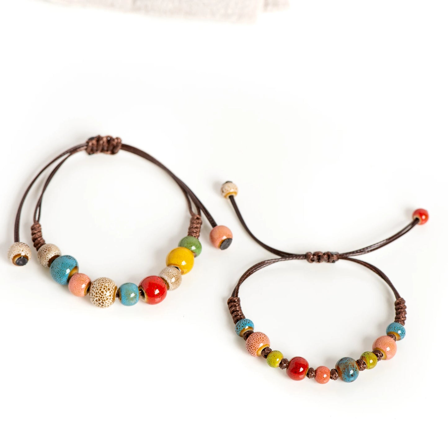 Beautiful Bohemian Spotted Ceramic Bead Bracelet