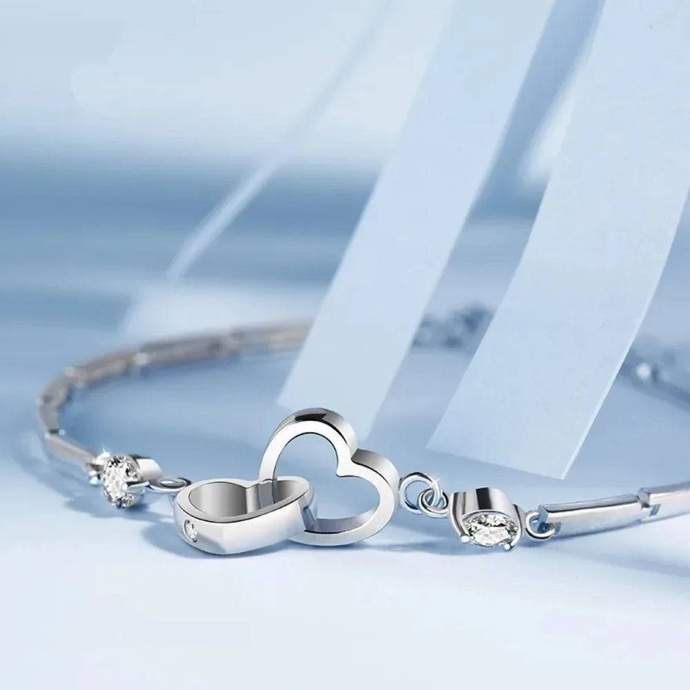 Double Heart Diamond Bracelet