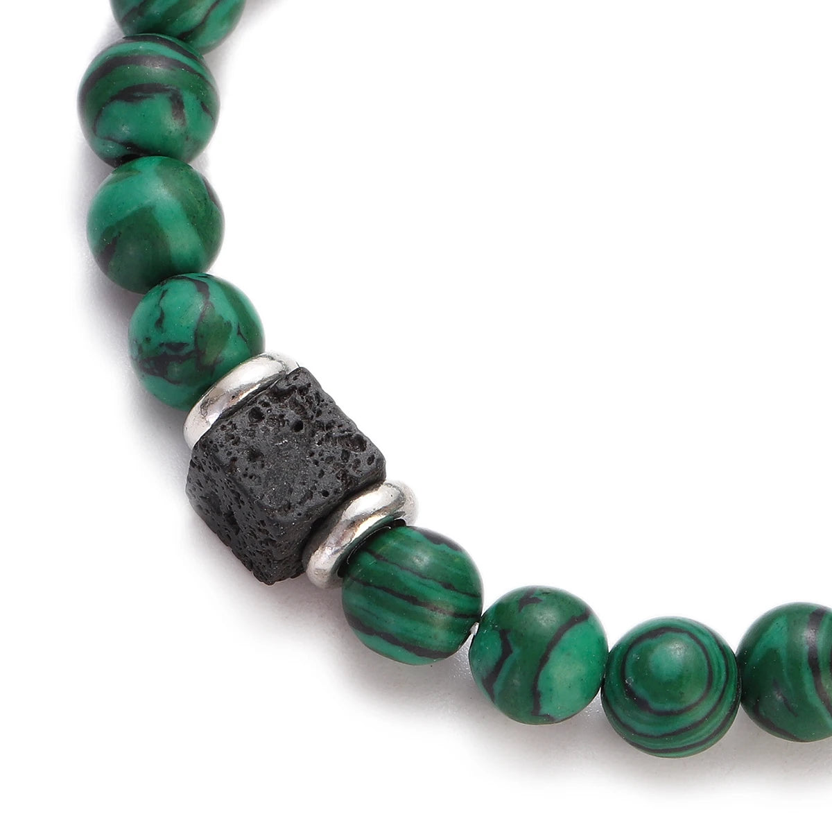 Multicolored Brick Malachite Healing Lava Beads Bracelets