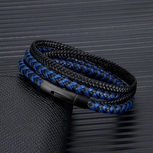Simple Men Double Layer Leather Bracelet