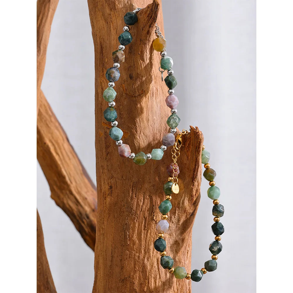 Gorgeous Healing Indian Agate Natural Stone Bracelet