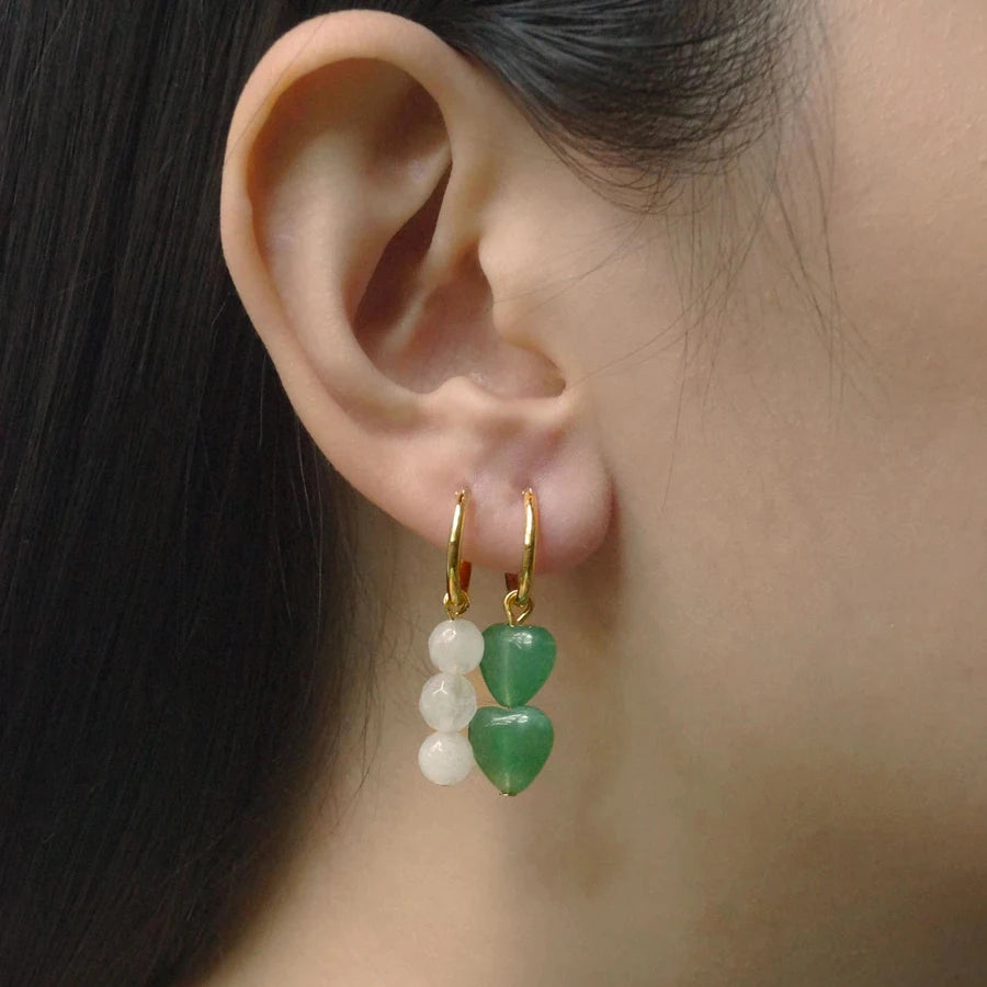 Natural Stone Beads Golden Hoop Earrings