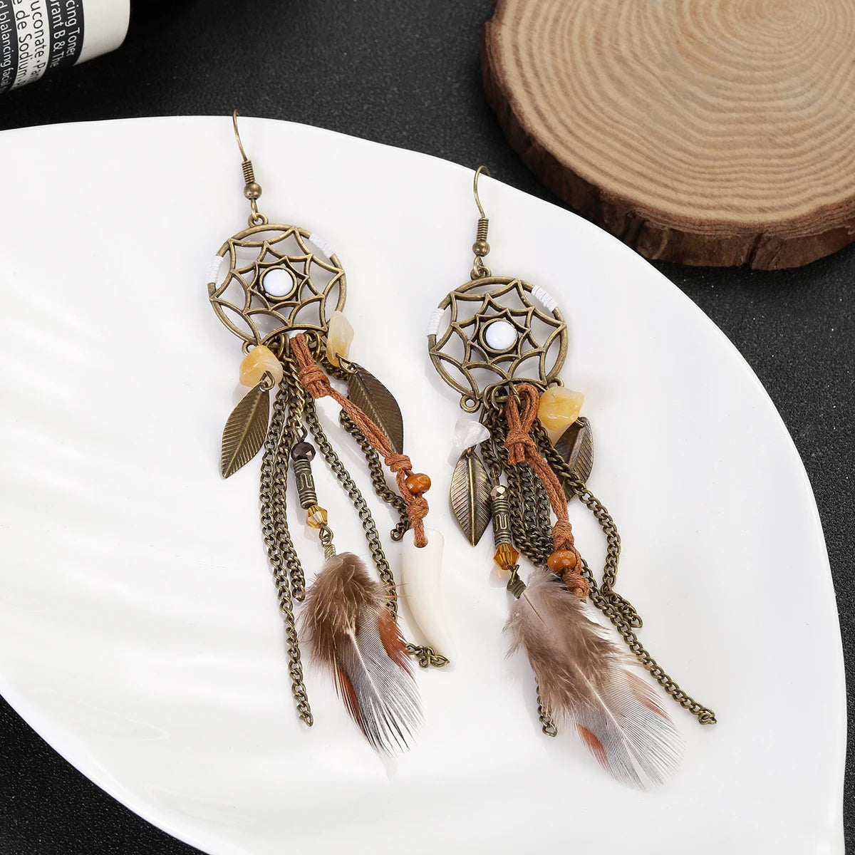 Hollow Dream Catcher Feather Tassel 2pcs Sets