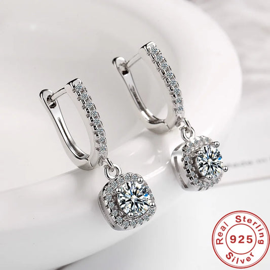 Moissanite Huggie Diamond Hoop Earrings