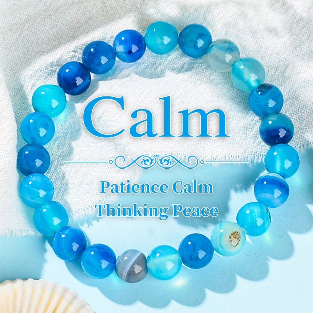 Serene Calming Blue Agate Crystal Bracelet