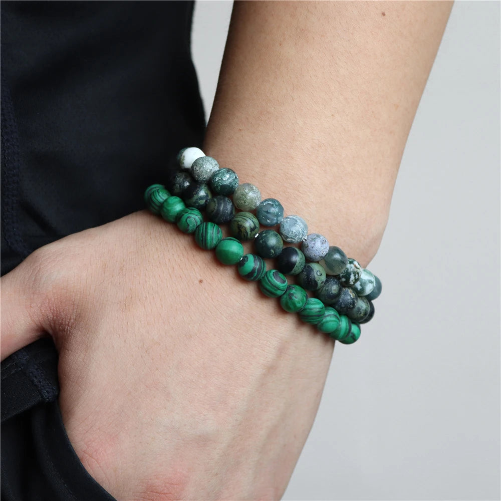Matte Green Stone Series Bead Bracelet