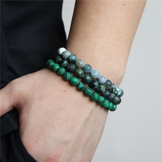 Matte Green Stone Series Bead Bracelet