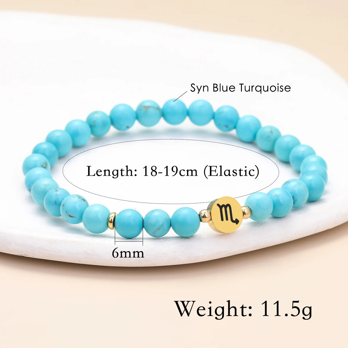 Natural Stone Blue Turquoise 12 Zodiac Bracelets