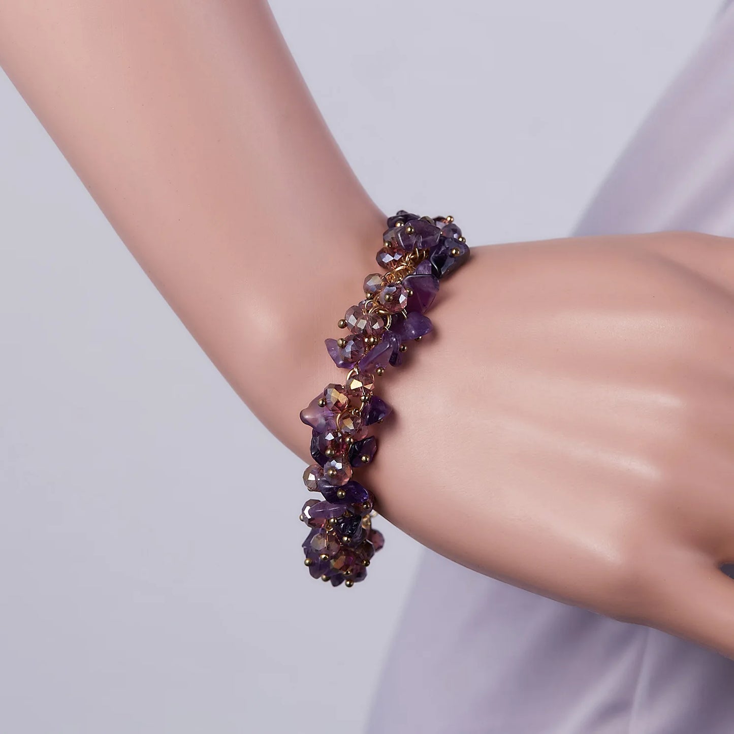 Mindfully Beautiful Natural Stone Gravel Healing Reiki Crystal Quartz Bracelet