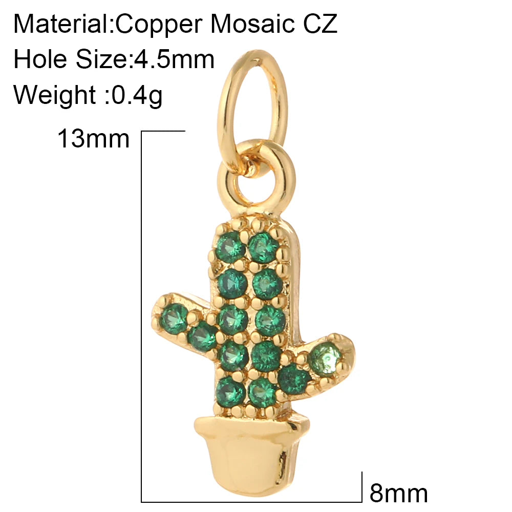 Cute Animals Plants Gold Bracelet Charm Pendants