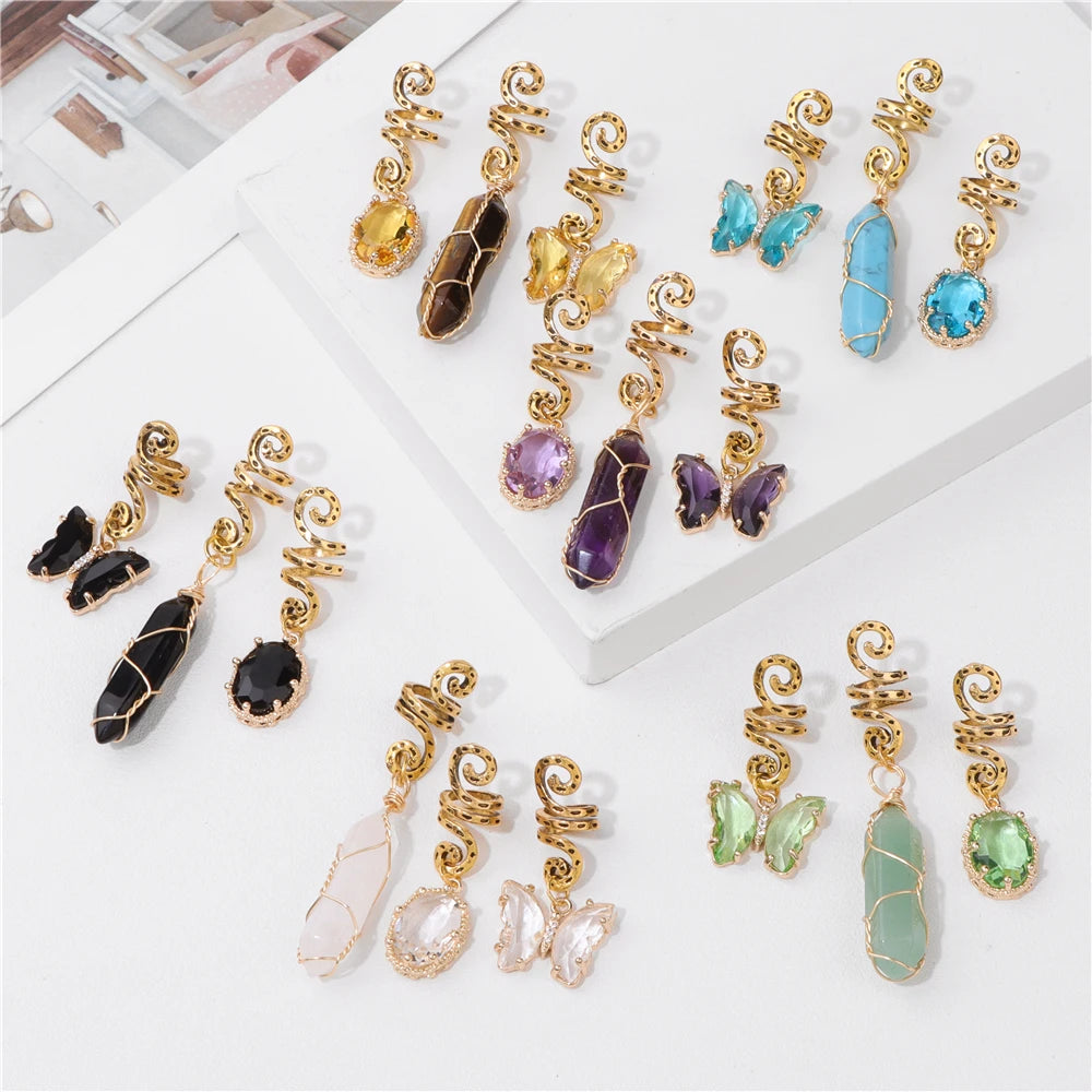 Crystal Butterfly Hexagonal Prism Shape Hair Clip 3pcs/Set