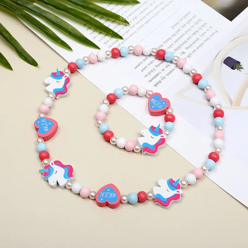 Cute Cartoon Pattern Necklace Bracelet Sets
