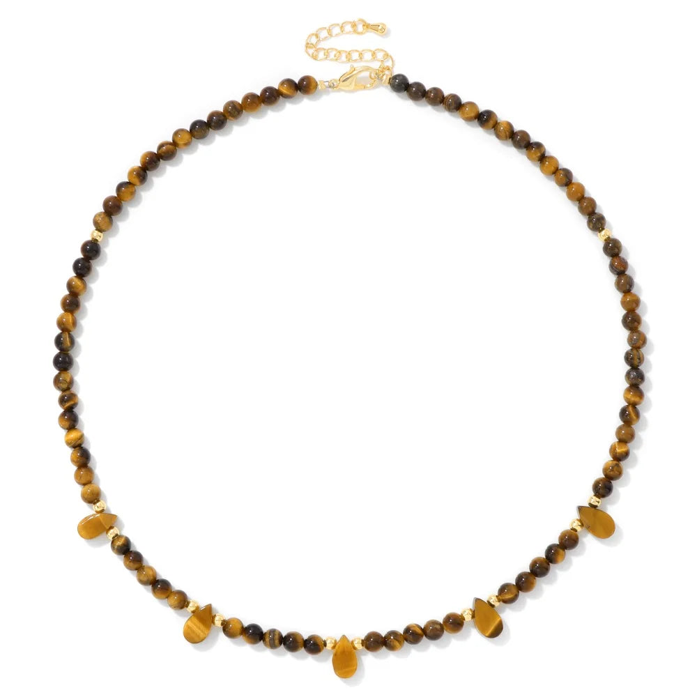 Tear Drop Crystal Colorful Natural Stone Necklace