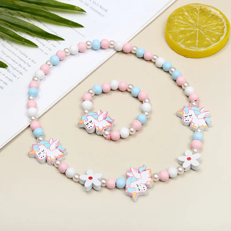 Cute Cartoon Pattern Necklace Bracelet Sets
