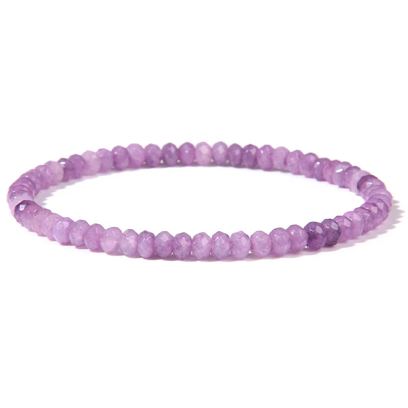 Colorful Faceted Natural Gem Stone Bead Bracelet
