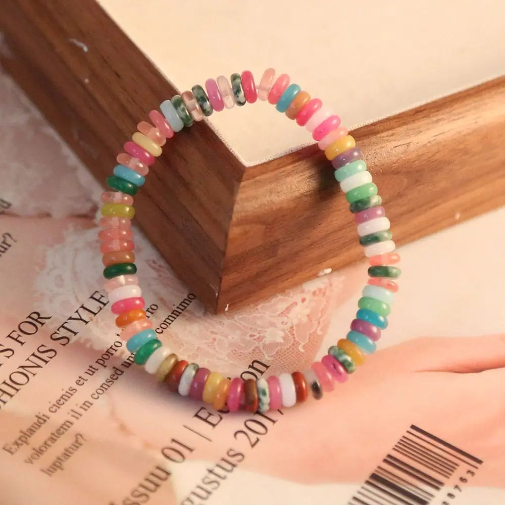 Summer Cool Breeze Colorful Rainbow Beads Necklace with Bracelet
