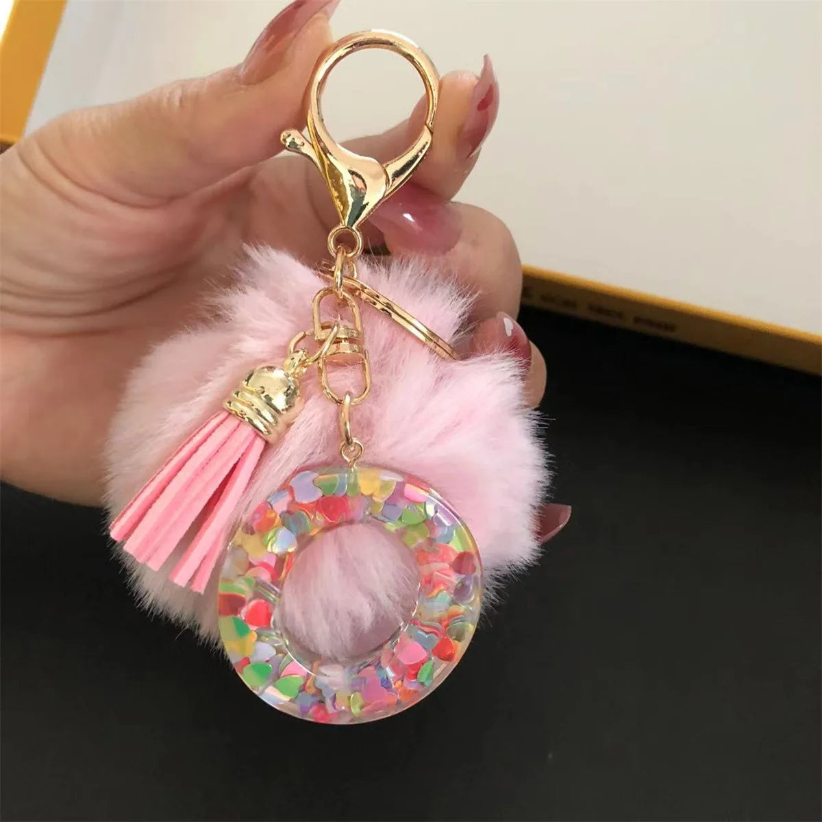 Pretty Pink Initials Alphabet Keychain Pendant