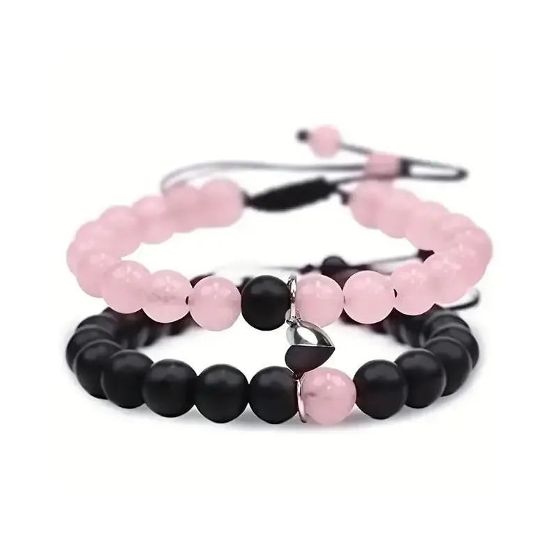 Heart To Heart Natural Stone Bullet Crystal Necklace & Bracelet