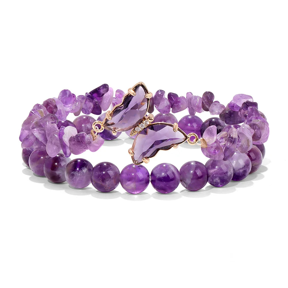 Natural Amethysts Charm Bracelet Series