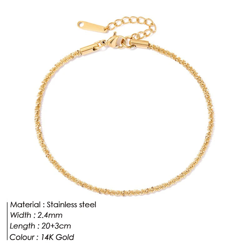 Stainless Steel Gold & Silver Array Anklets