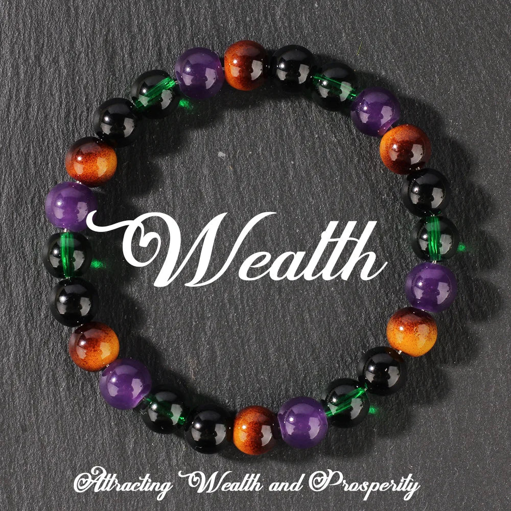 Royal Premium Attraction Black Green & Purple stone bead bracelet