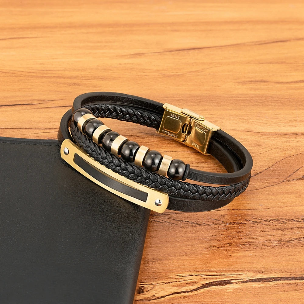 Magnetic Snap Charm Leather Bracelets