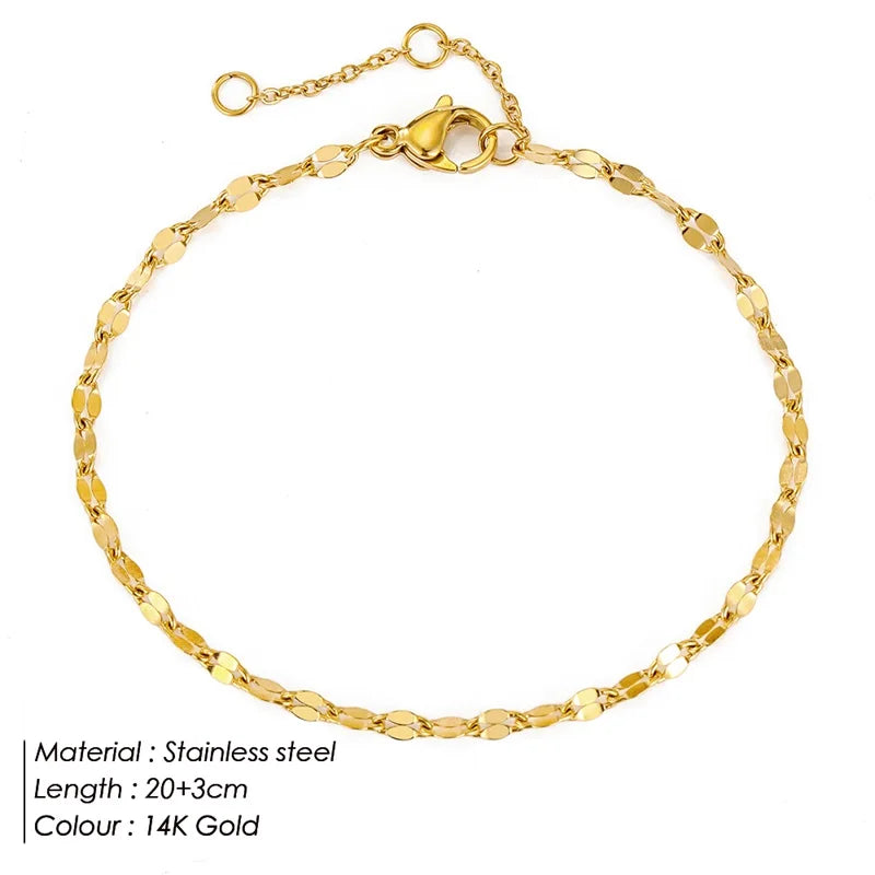 Stainless Steel Gold & Silver Array Anklets