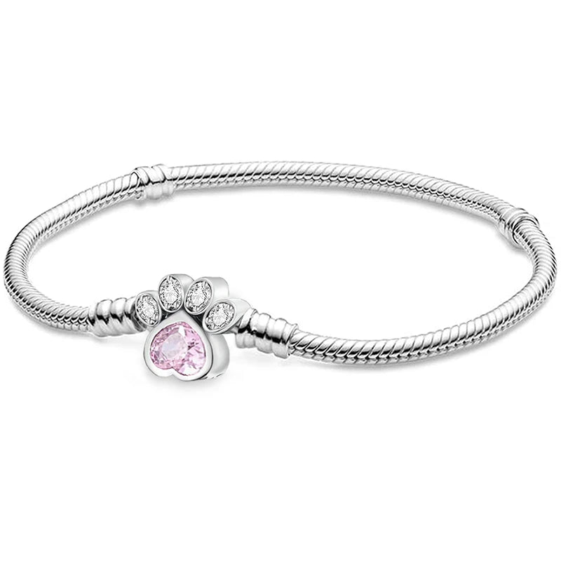 Sweet Love Heart Charm Platinum Bracelet