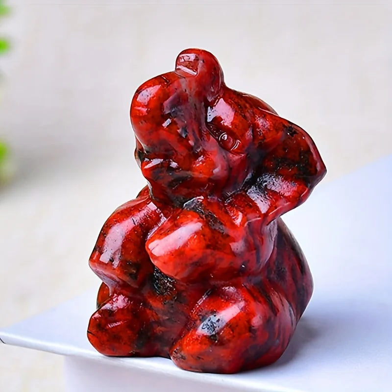 Crystal Unique Raw Stone Carved Elephant