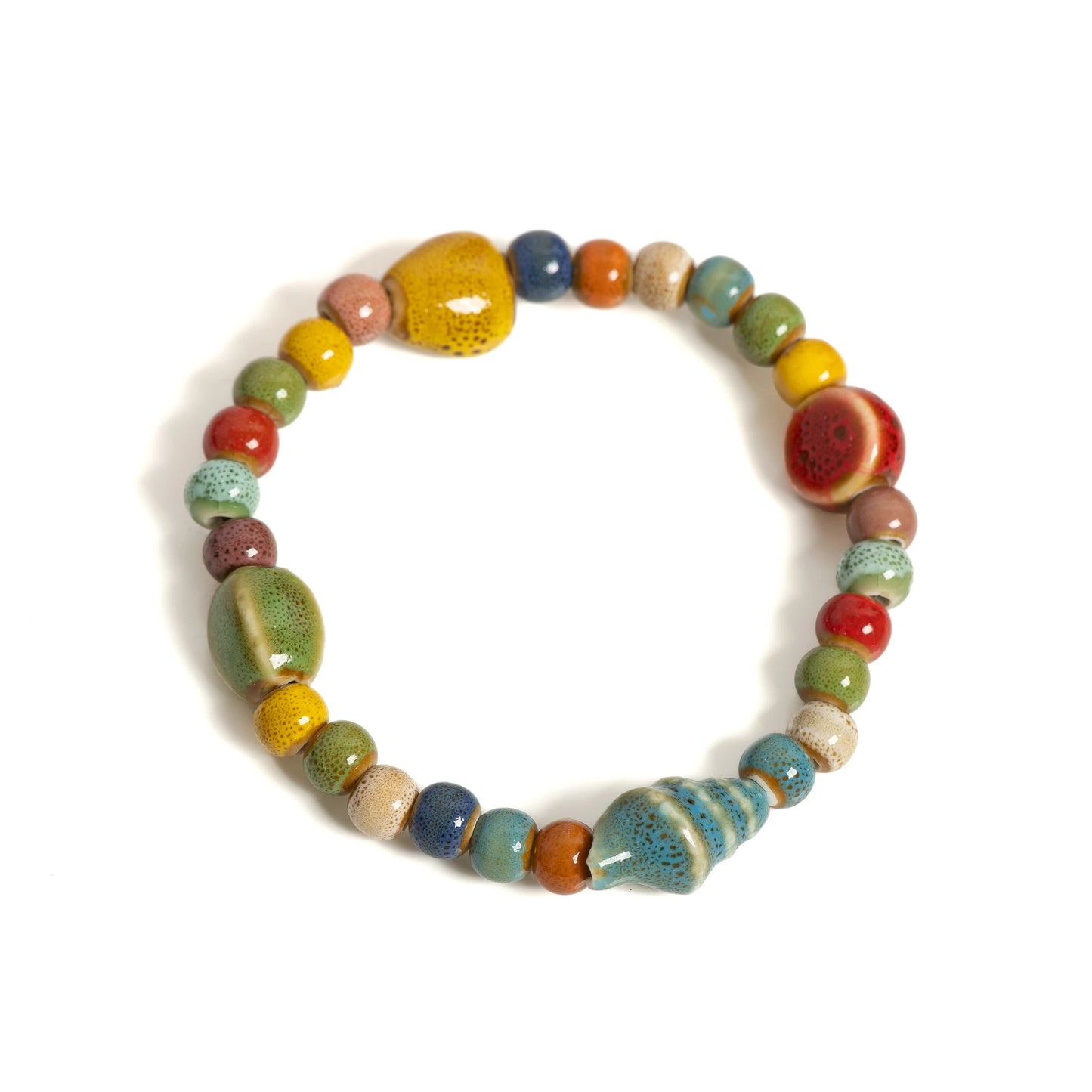 Colorful Starfish & Seashell Ceramic Beaded Bracelet