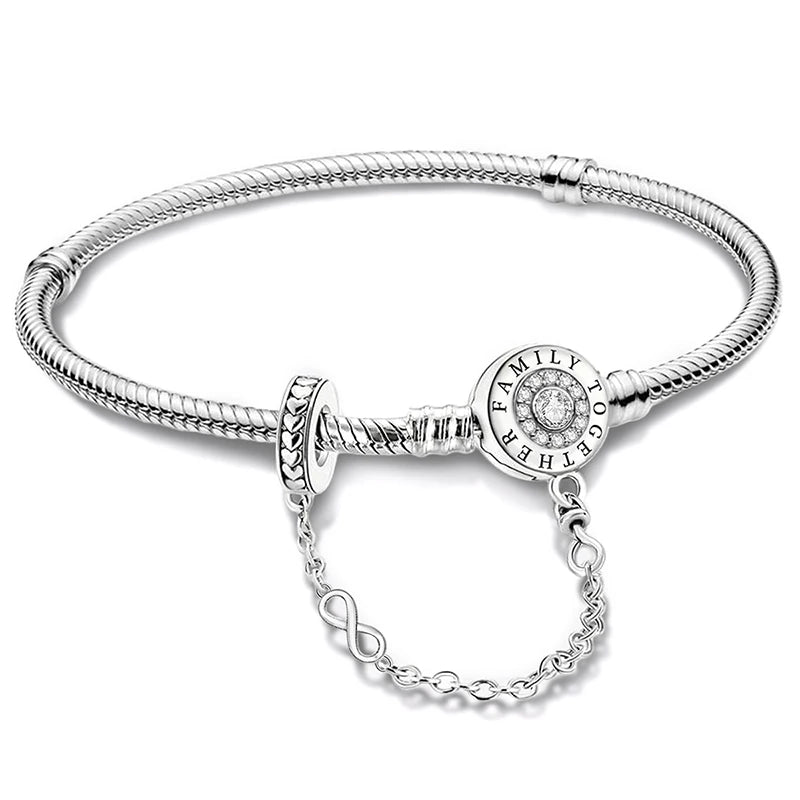 Sweet Love Heart Charm Platinum Bracelet