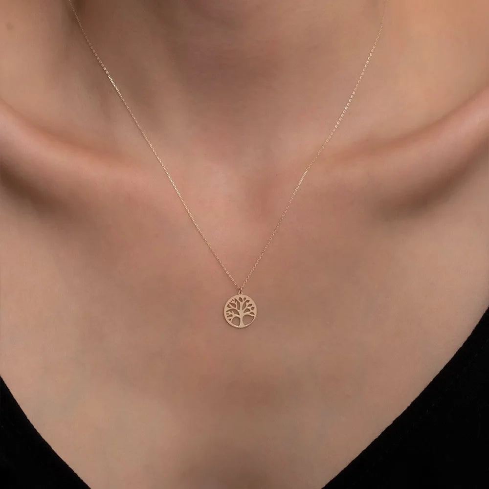 Round Tree of Life Pendant Classic Hollow Necklace