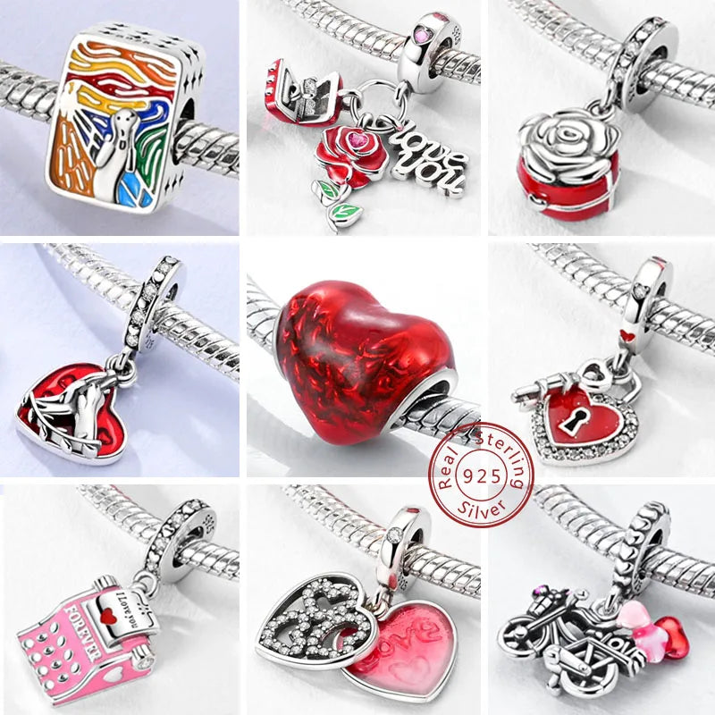 Red Cherry Strawberry Heart Warming Charm Pendants