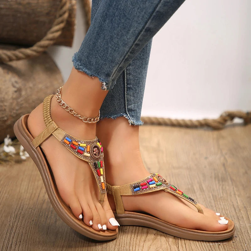 Rome Bling Crystal Mix Color Flat Heels Sandals