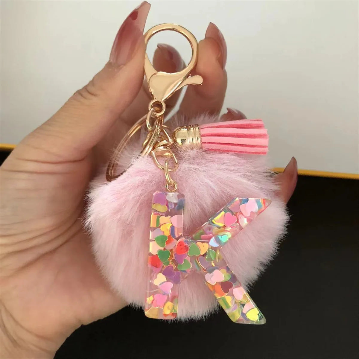 Pretty Pink Initials Alphabet Keychain Pendant