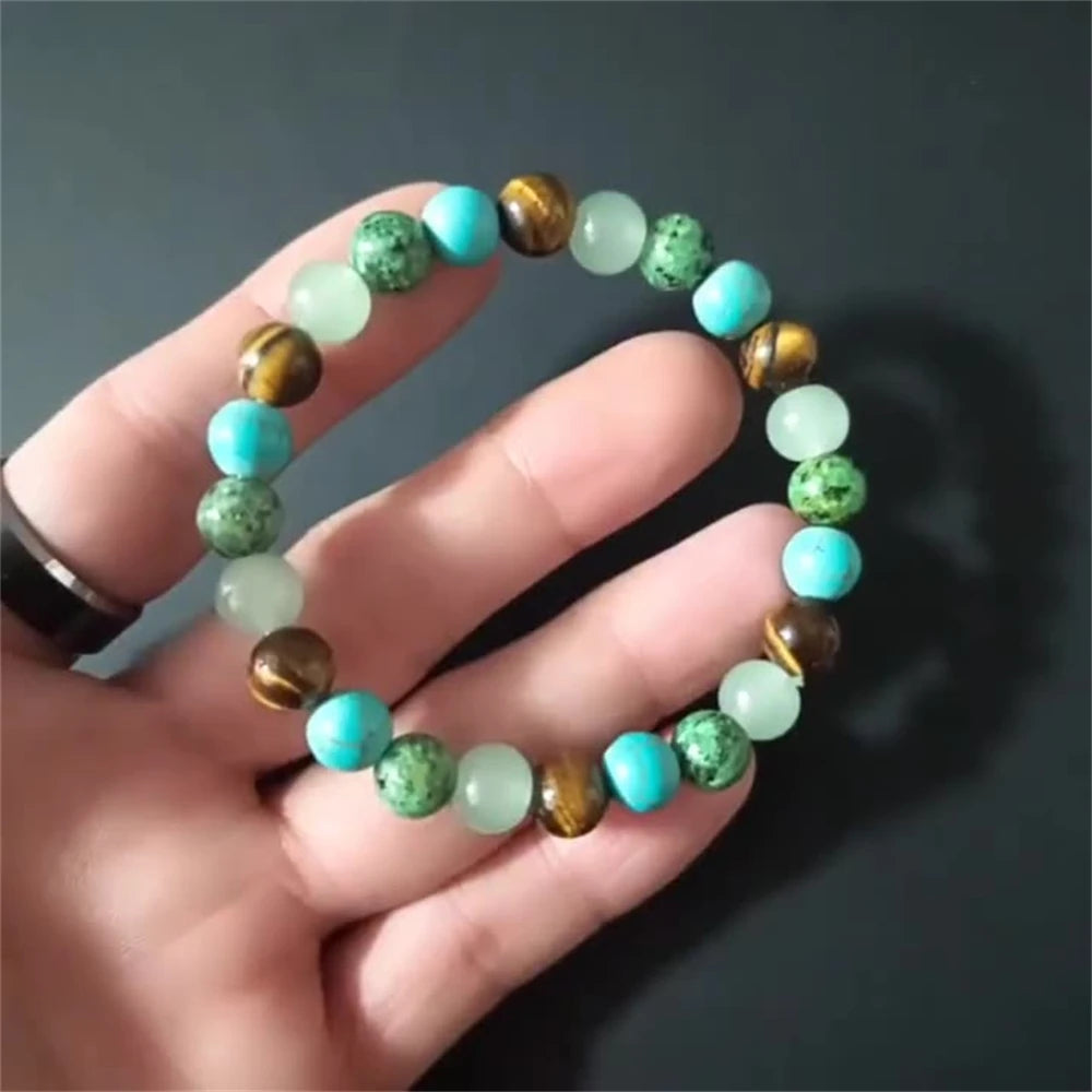 Natural Turquoise Tiger Eye Beaded Bracelet