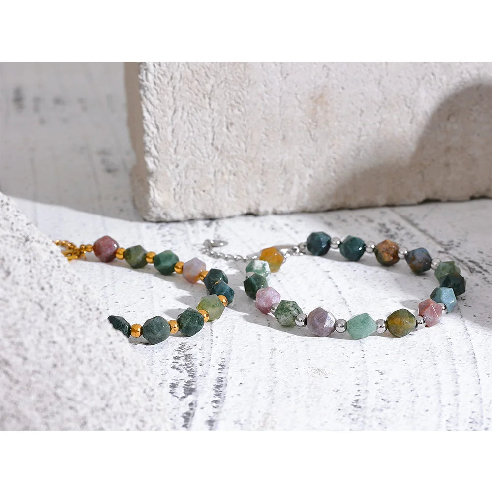 Gorgeous Healing Indian Agate Natural Stone Bracelet
