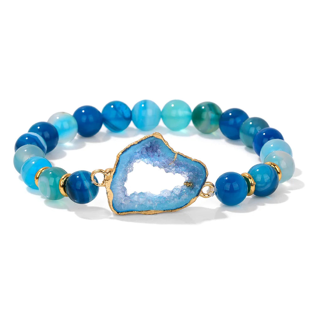 Gold Druzy Healing Agates Charms Bracelets