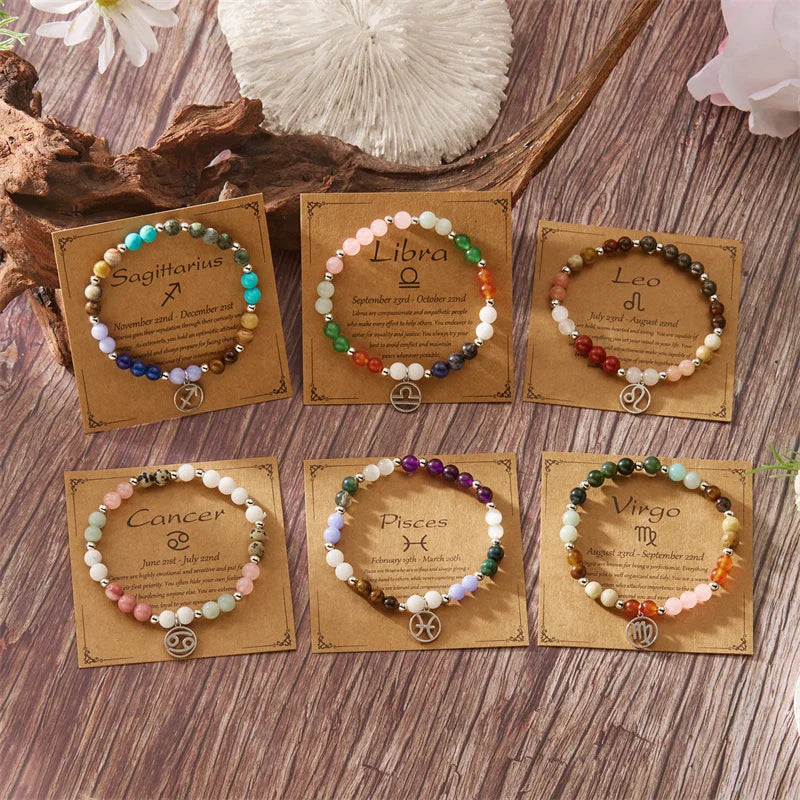 Colorful 12 Constellation Natural Stone Beaded Bracelets