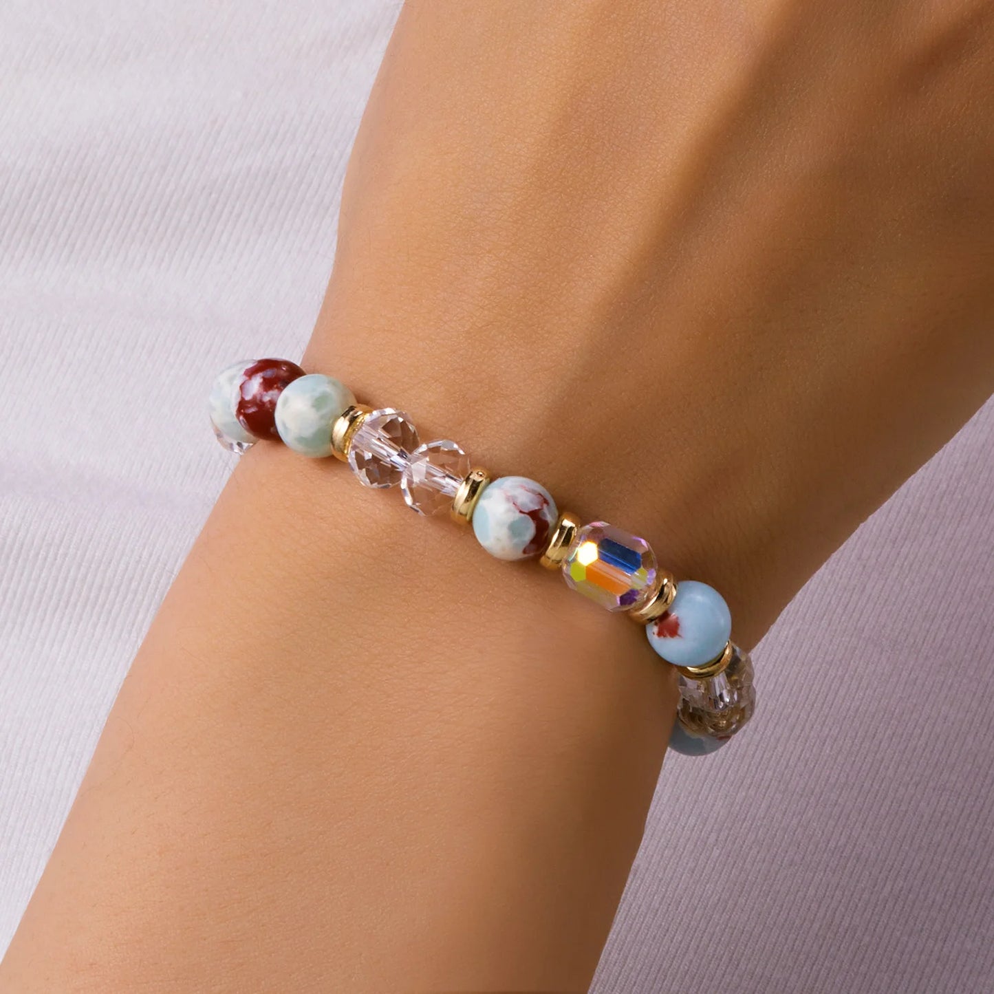 Gorgeous Glass 12 Zodiac Crystal Beaded Bracelet