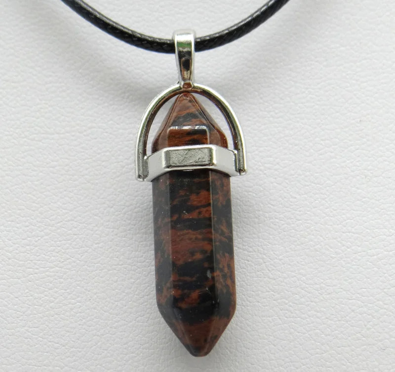 Natural Stone Crystal Hexagonal Pendant Necklace
