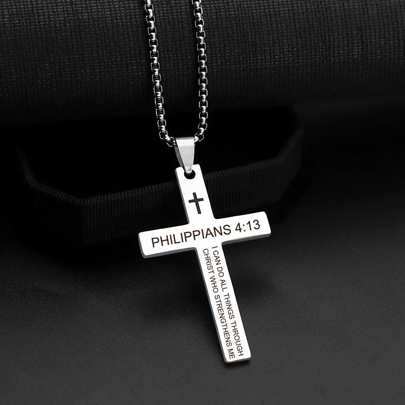 Bible Verse Cross Pendant Necklace