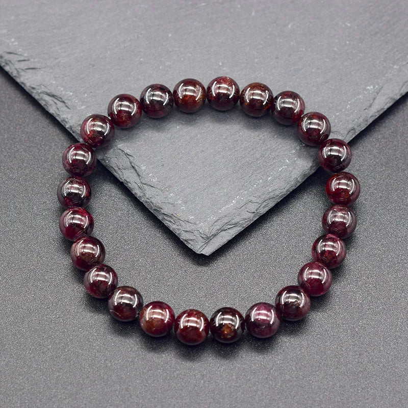 Garnet Stone Wine Red Bead Bracelet