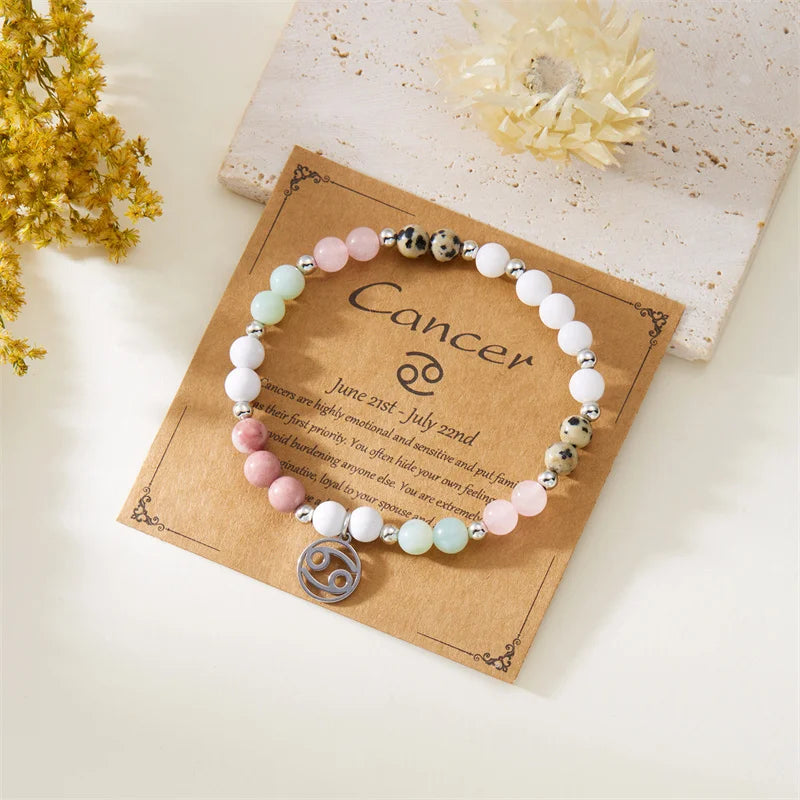 Colorful 12 Constellation Natural Stone Beaded Bracelets