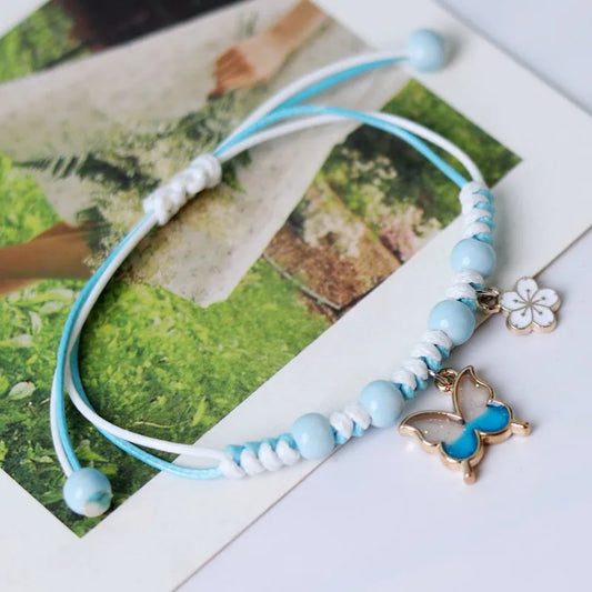 Sweet Animal Pendant Charm Purple Flower Bracelet