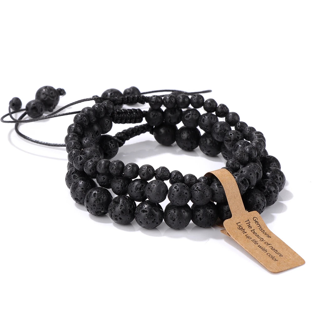 Universal Natural Stone Healing Mixed Size Beaded Bracelets