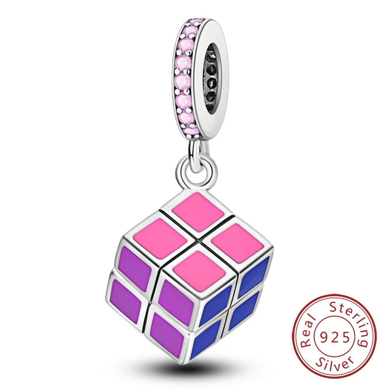 Splash Pink & Silver Pendant Charms