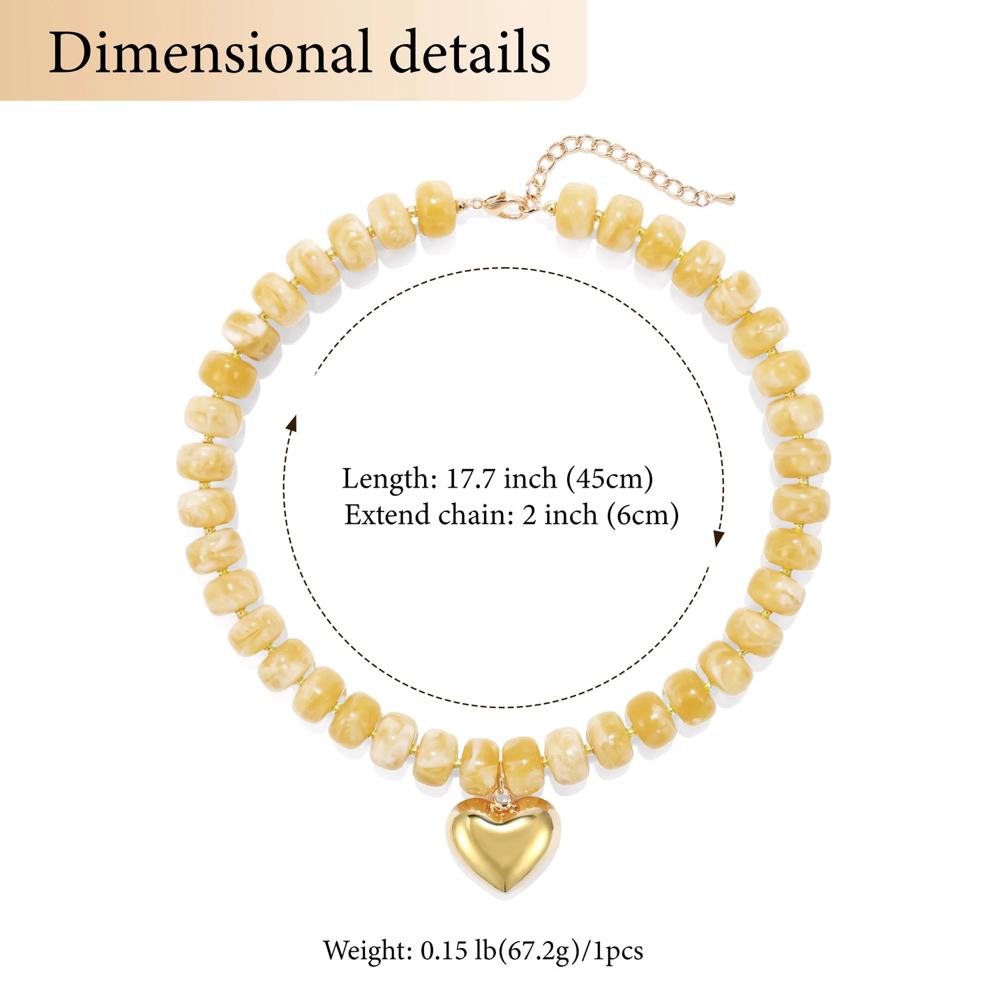 Colorful Crystal Beaded Choker Necklace 14K Gold Plated Heart Pendant