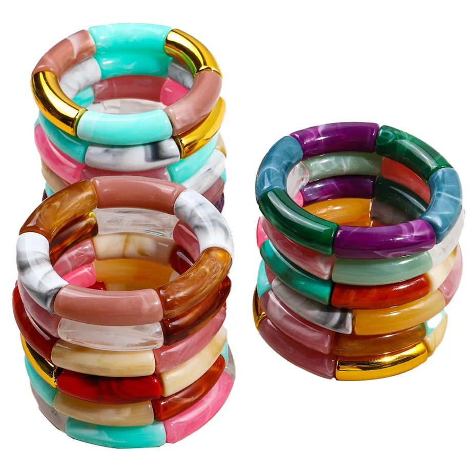 Exquisite Stacked Bamboo Bangles Bracelets